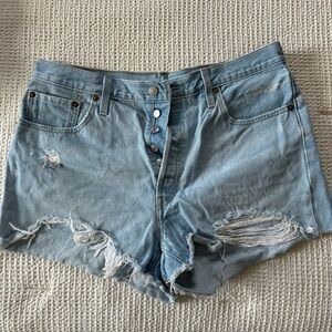 Levi's Light Blue Distressed Jean Shorts